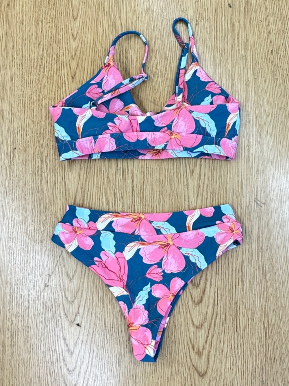 Midori Teal Floral Bikini Set with Pink Flowers Maui Print - Picture 3 of 5
